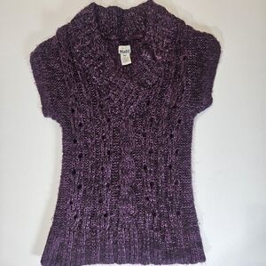 Mudd Sweater Womens XS Purple Chunky Knit V-neck Fuzzy Layering Winter‎ Top Y2K